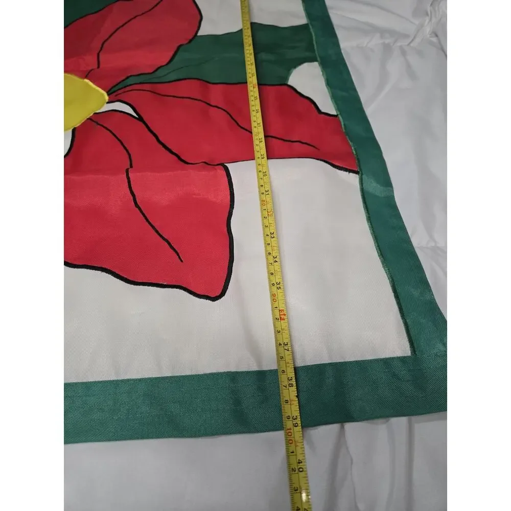 Poinsettia Embroidered Christmas Garden 40×28 Flag Holiday Decor Festive Vtg